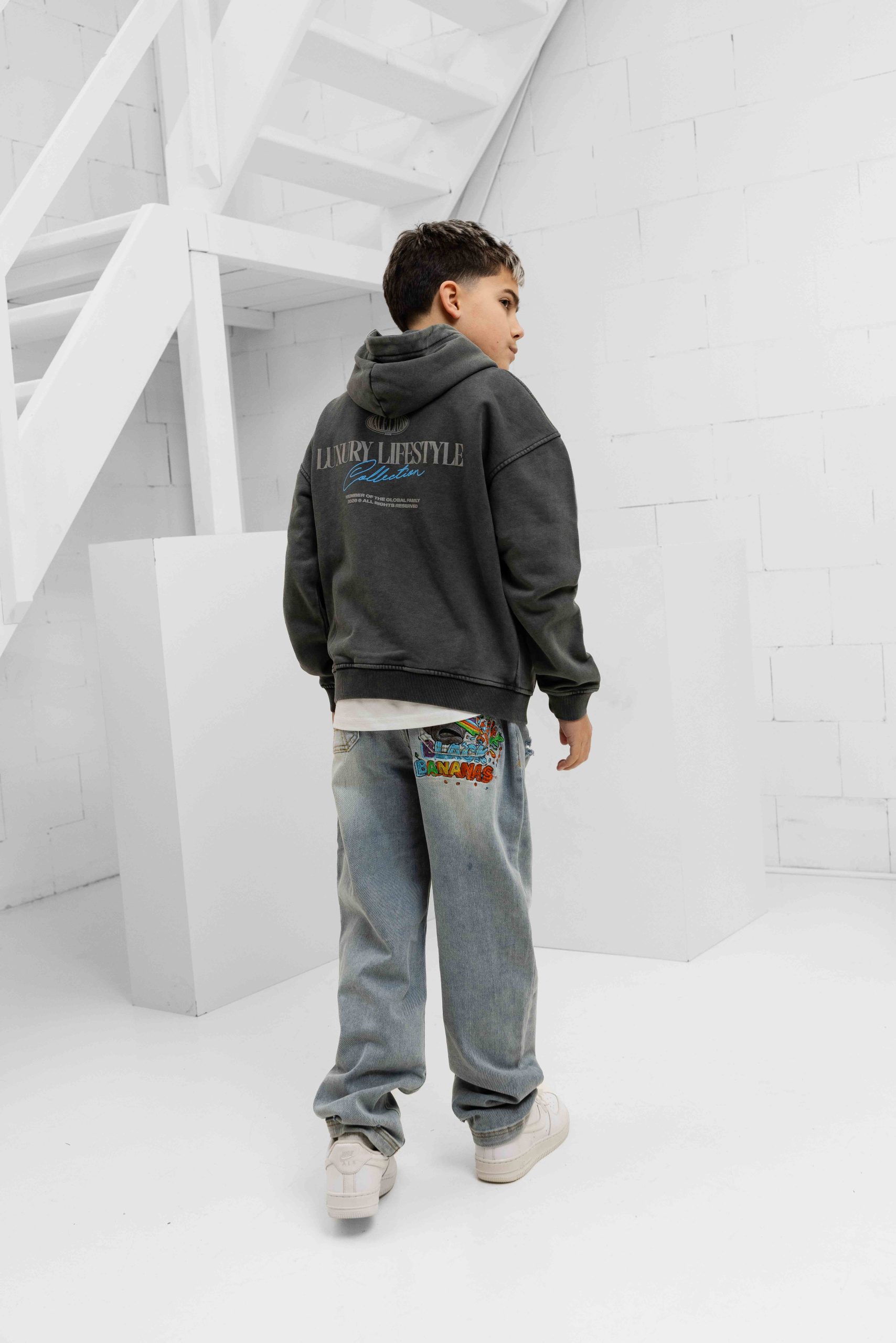 Malelions Relaxed Lifestyle Zip Hoodie Kids Donkergrijs