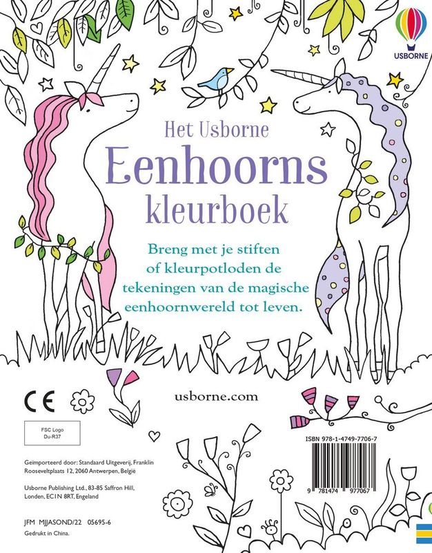Eenhoorns Kleurboek - Kleurplaten van Regenbogen en Eenhoorns - Stiften of Kleurpotloden