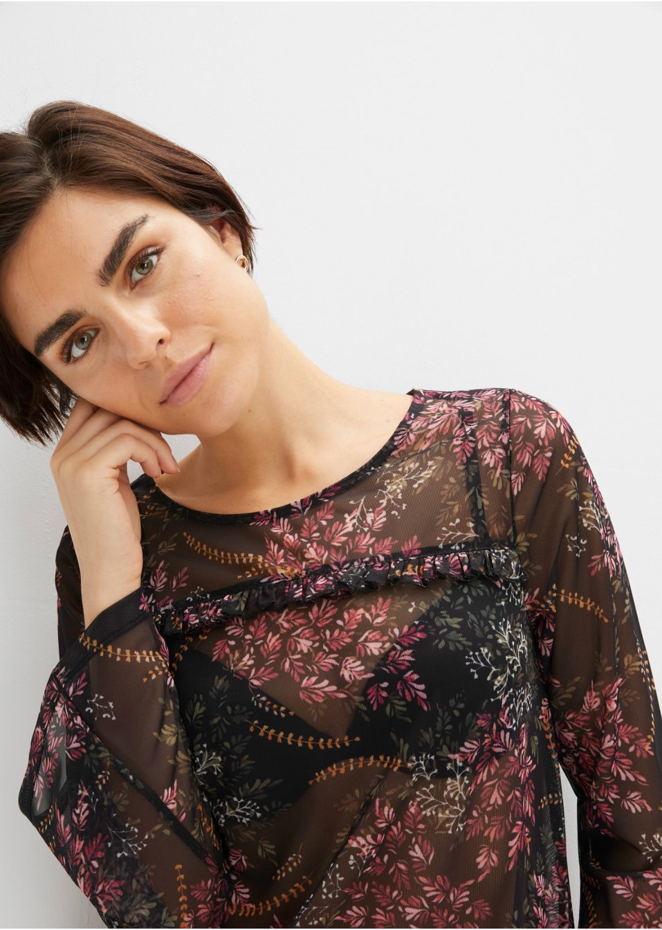 T-shirt en mesh avec ruchés