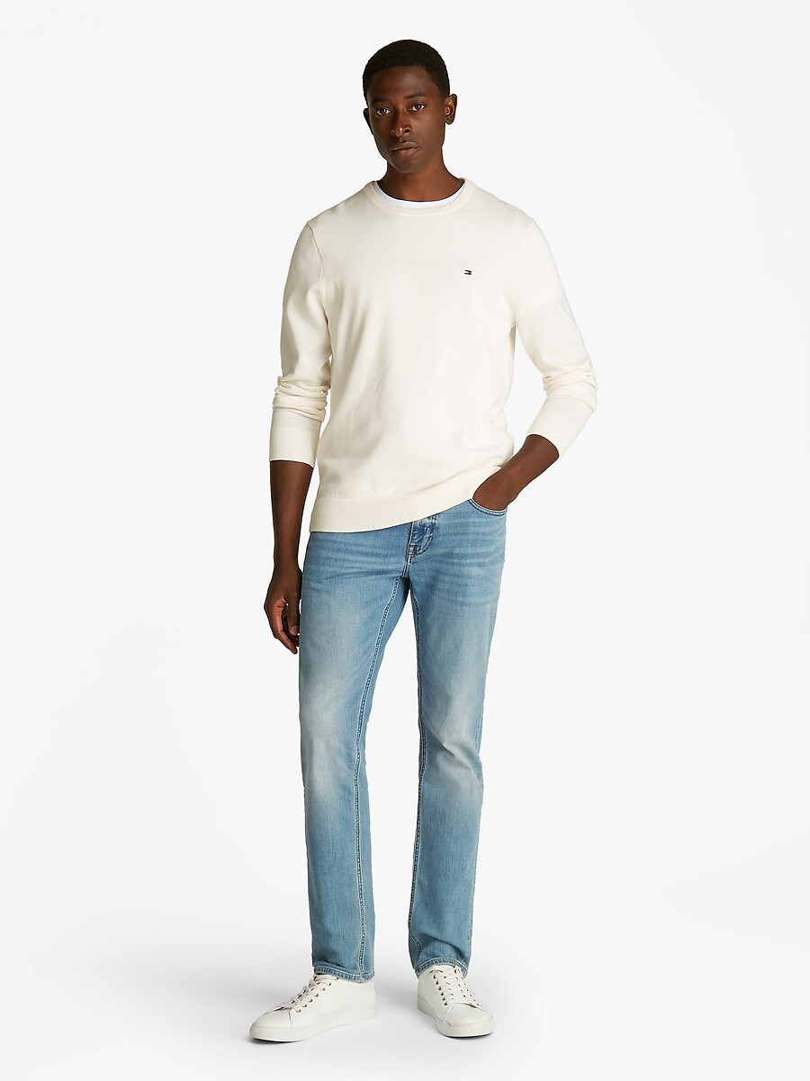 TOMMY HILFIGER<br>Suéter de algodão com gola redonda