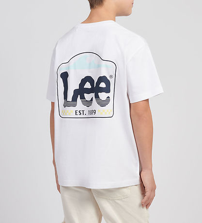 Lee T-Shirt - Wave Grafik - Bright White