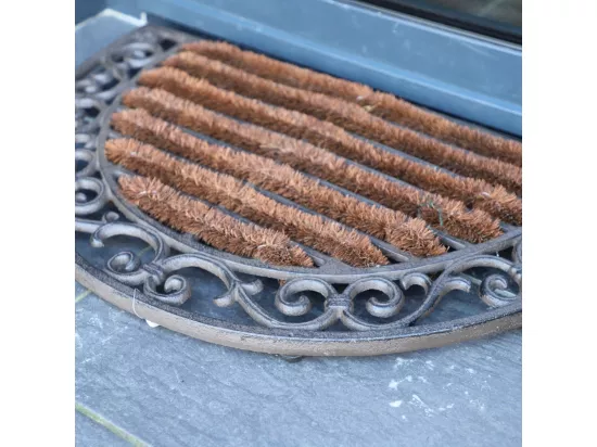 Paillasson extérieur entrée résistant pluie fonte coco marron 68cm