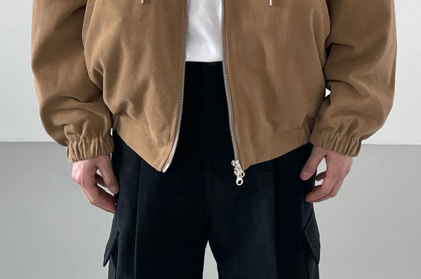 SeoulPop - Unisex effen gewatteerde jas met rits en capuchon