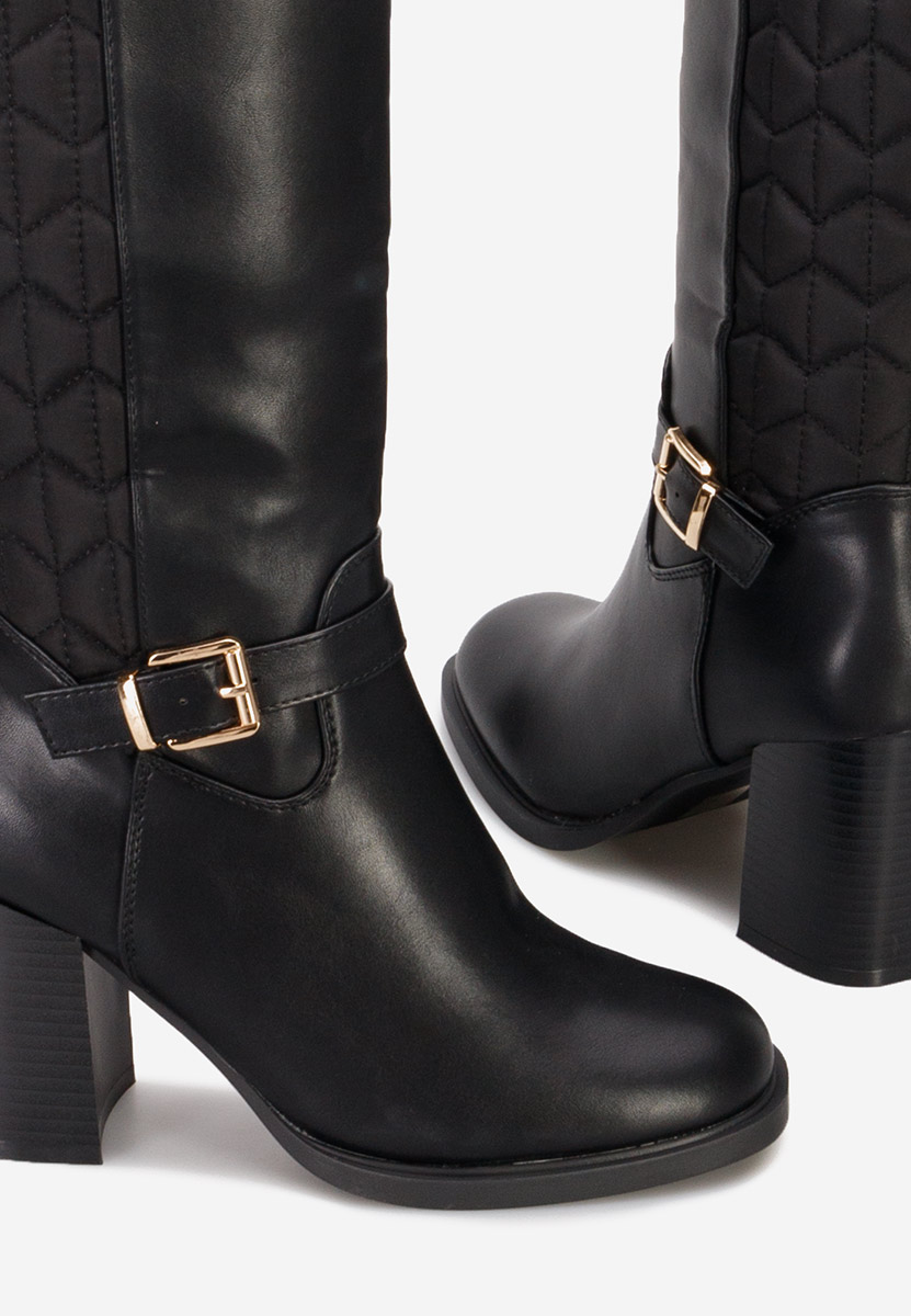 Bottes à talon carré noires Anabella