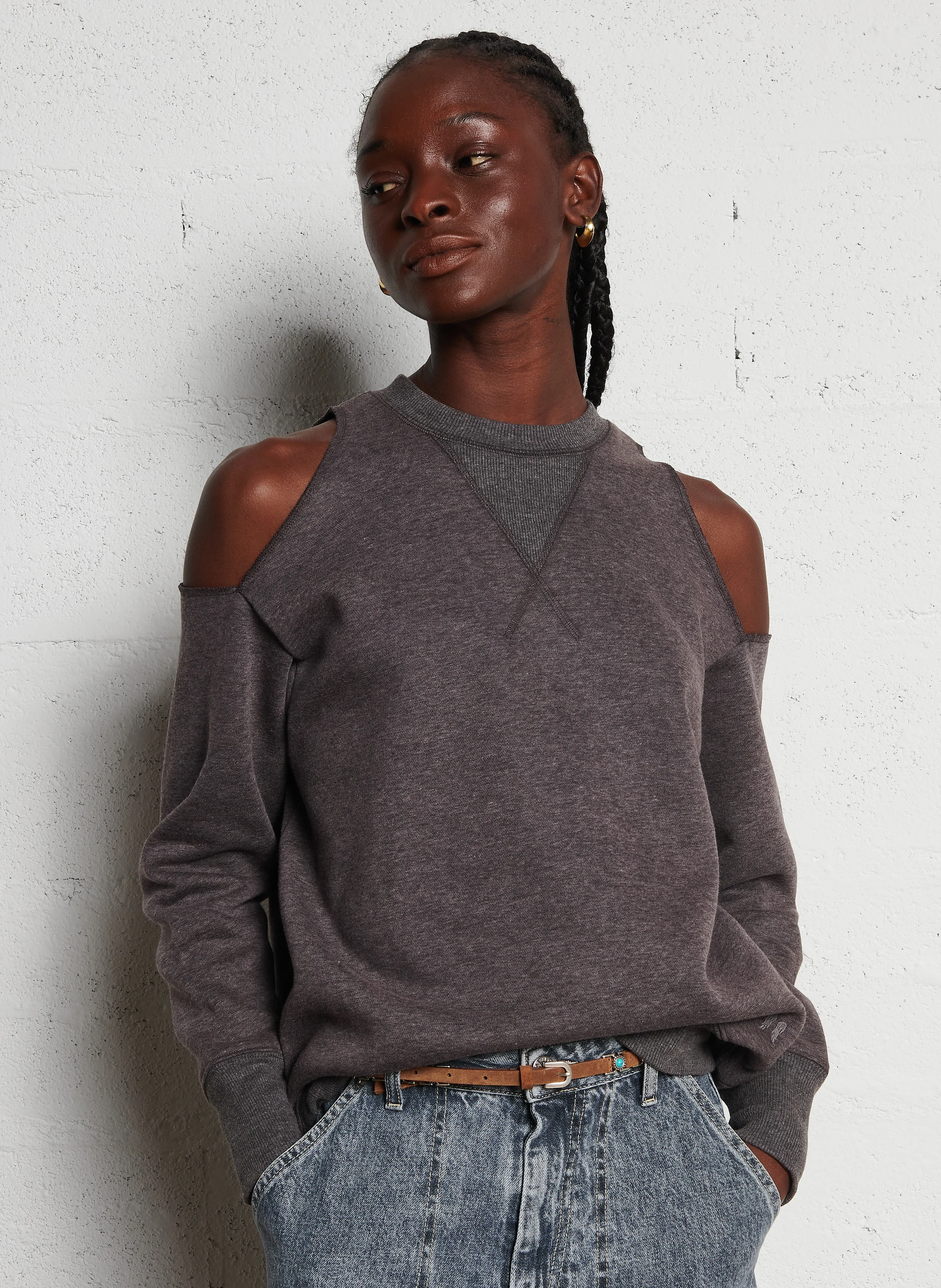 DAWSON - Sweat col rond droit en coton mélangé | Noir
