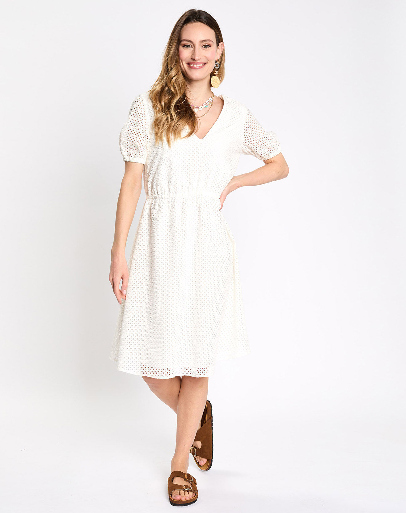 Esprit Robe céremonie crochet col v blanche