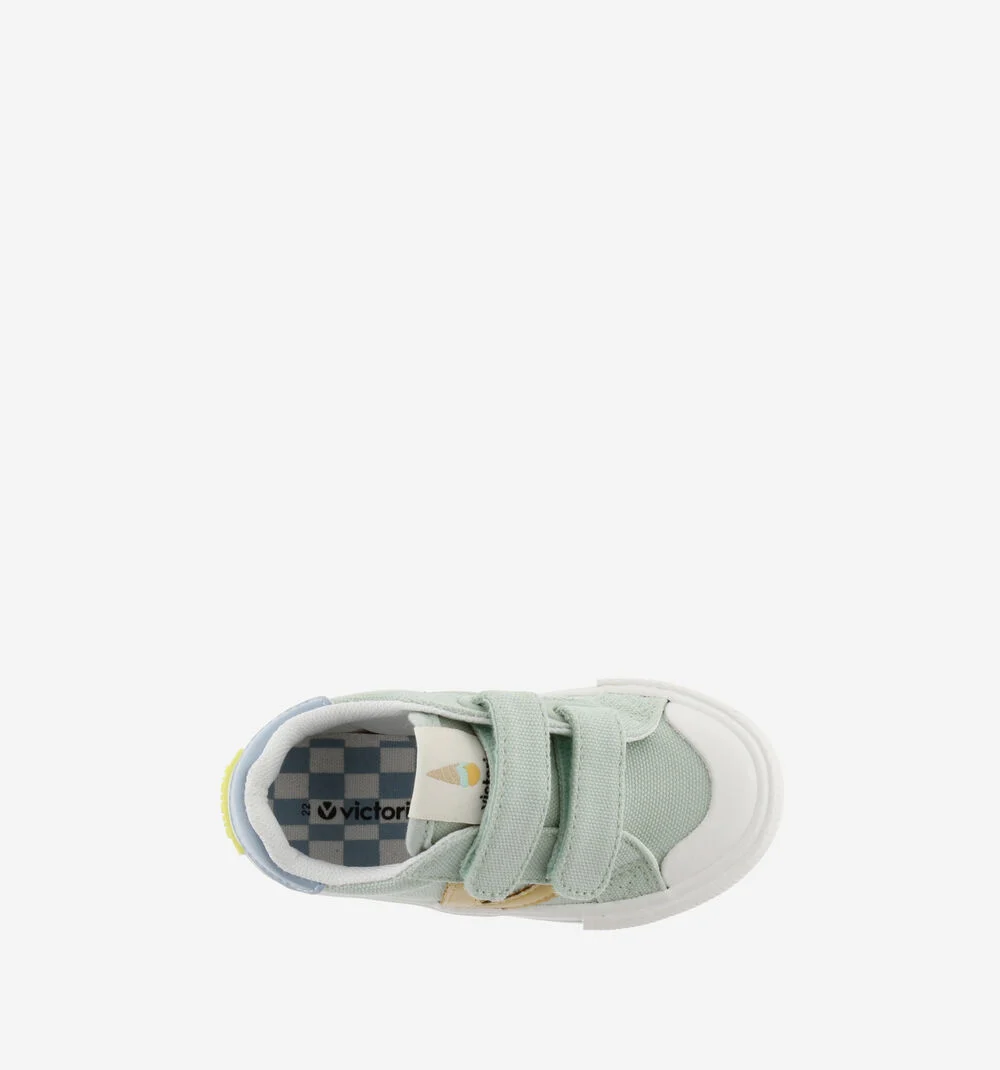 TRIBU TOILE CUIR Baskets sport en toile couleur pour enfant MELON
