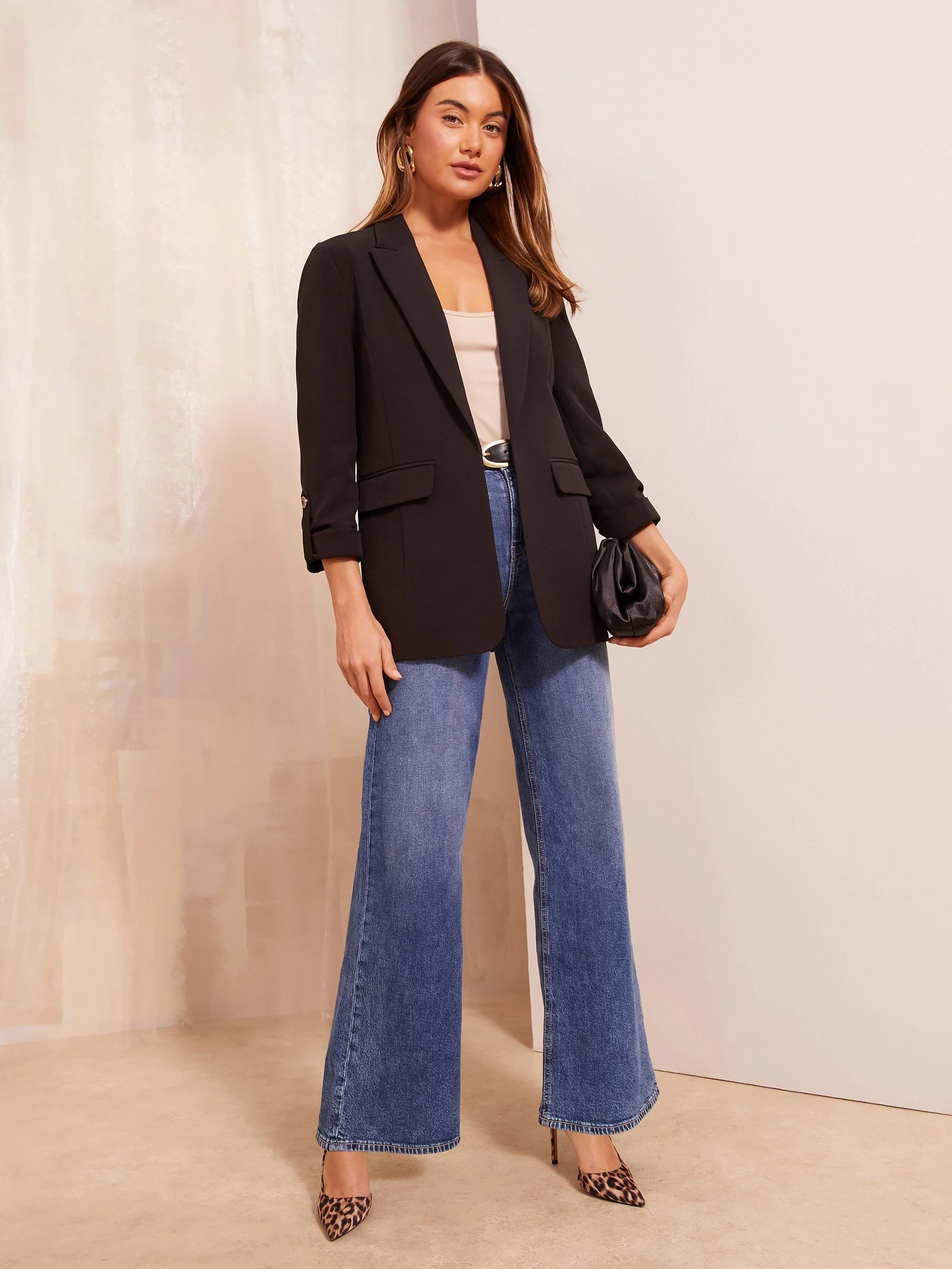 Zwart - Friends Like These maatgesneden blazer met mouwdetails