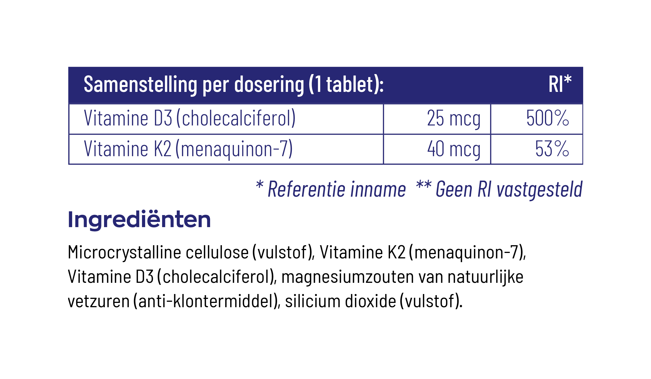 Vitamine D3 & K2 tabletten