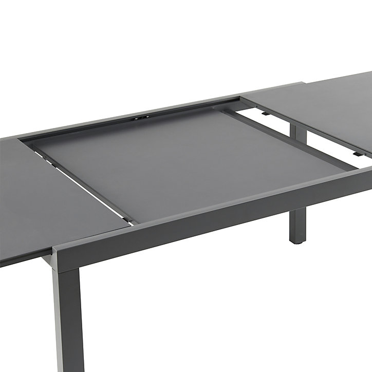 Table de jardin extensible Dallas en aluminium et verre coloris noir L.160/240 x l.150 x H.75 cm