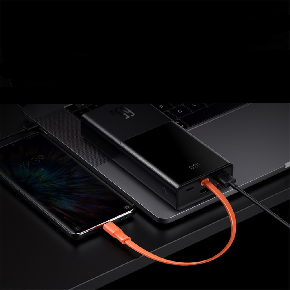 (65W) 20000mAh Dual USB A / USB C Powerbank Ladegerät mit LED Anzeige - Schwarz