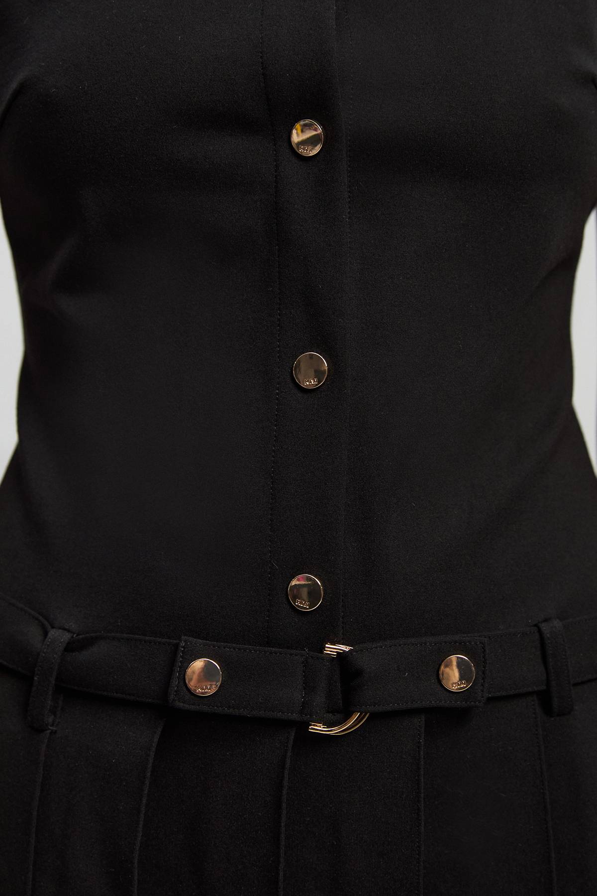 KarenMillen Robe Mini Plissée en Ponte avec Boutonnage Devant