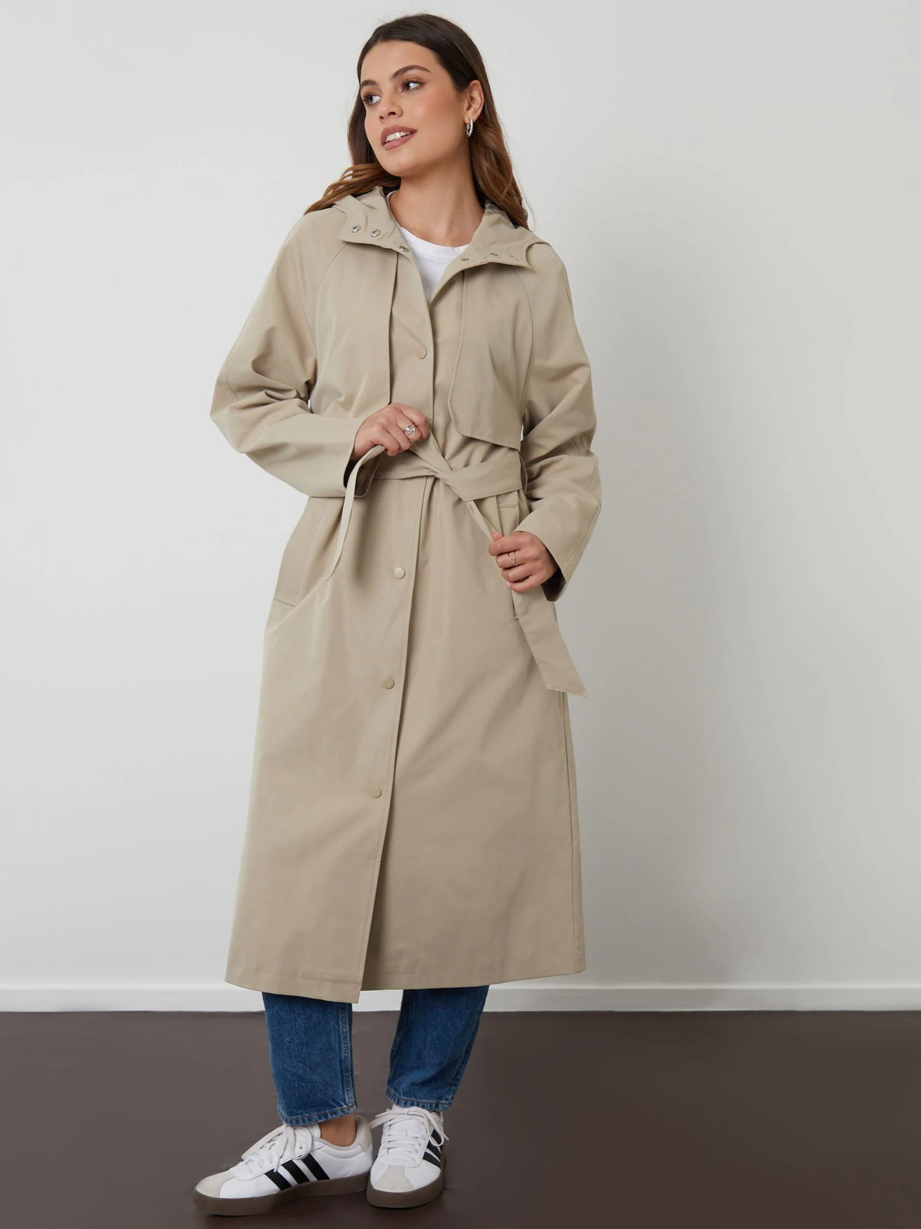 Natuurlijk - Threadbare Longline Hooded Trench Coat