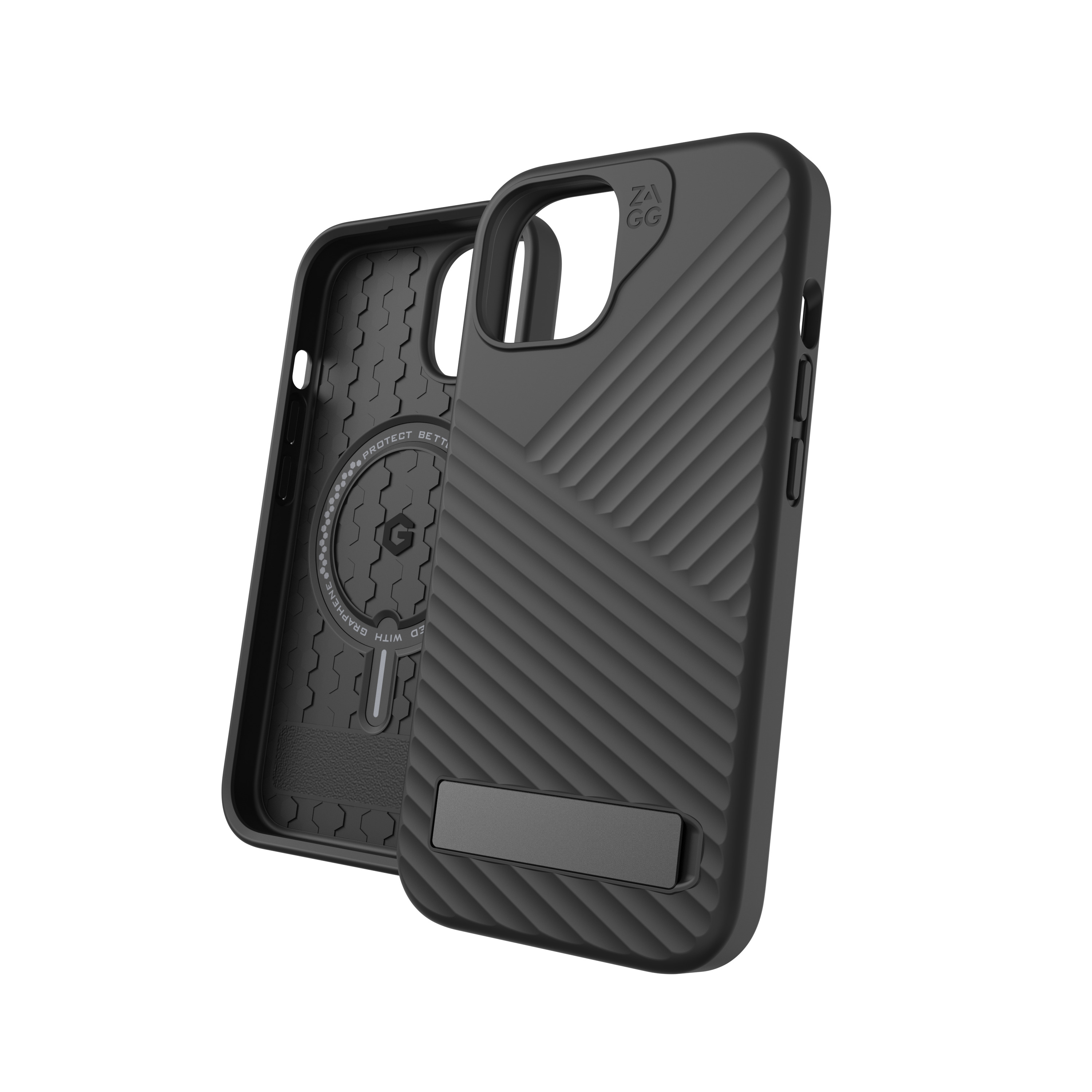 iPhone 15 MagSafe Gummi Case Hülle Denali Snap KS mit Aufstellfunktion Recycled (702312716) - Schwarz