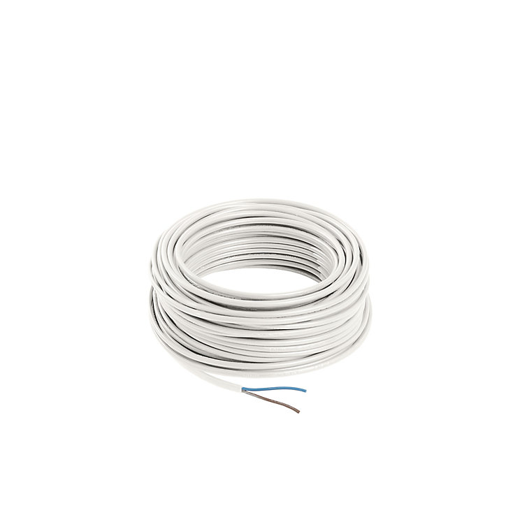 Câble électrique flexible H03VVH2F 2x0,75 mm² Blanc - 25 m