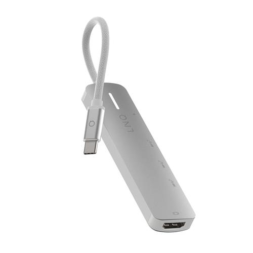 5in1 USB C Multiport Adapter HUB mit 1x USB 3.2 / 2x USB-C 3.2 Gen 2 / 1x USB-C (PD/140W) / 1x HDMI 2.0 4K@60Hz (LQ49051) - Grau / Weiss