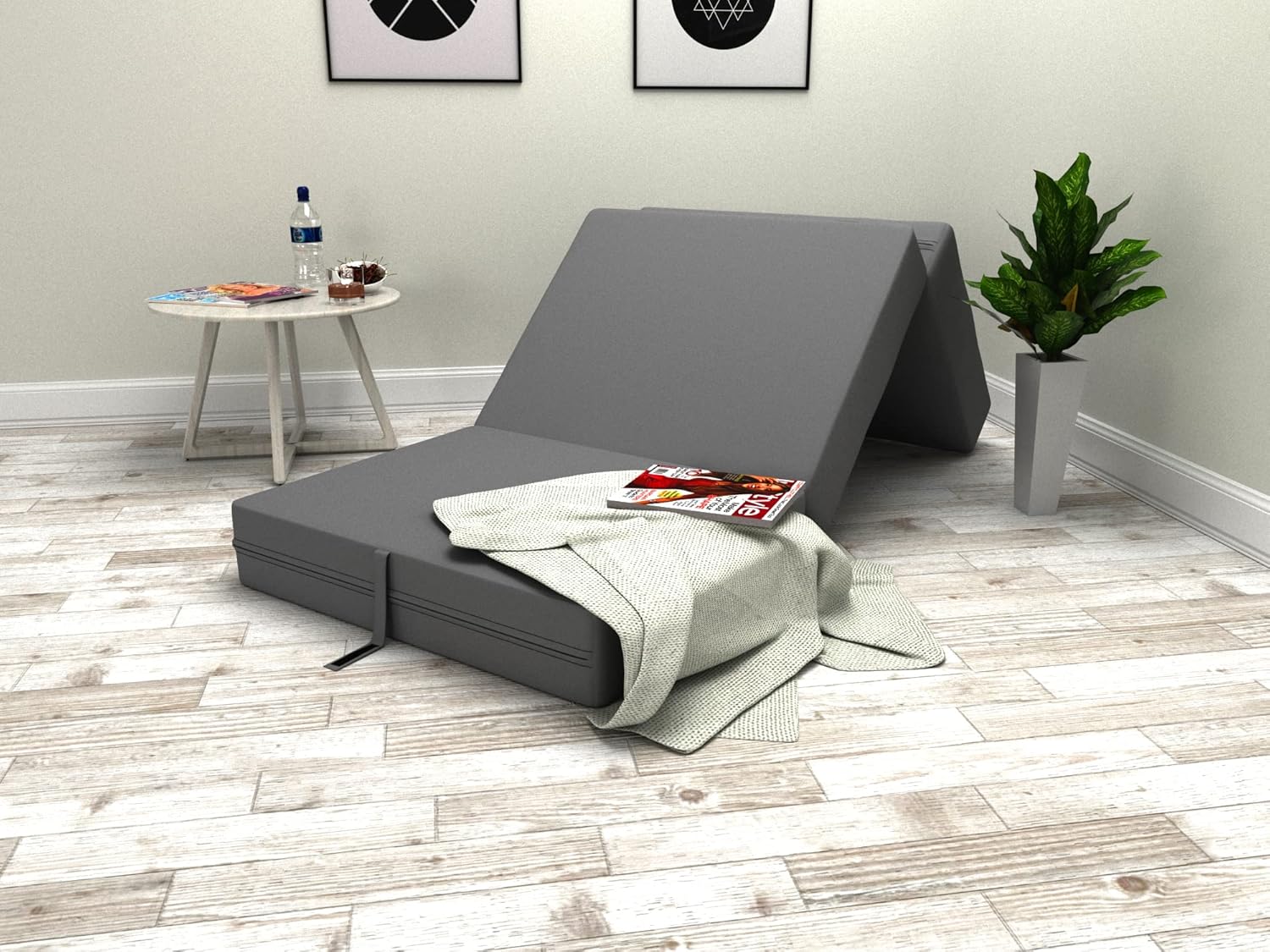 POKAR Klappmatratze 3-teilige Faltmatratze Wasserabweisend Camping Matratze Gästematratze Feldbett Klappbett Gästebett Bodenmatratze Schlafmatratze 120 x 195 x 15 cm, Grau