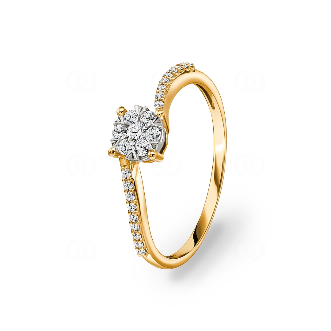 Verlobungsring 750/18 K Gelbgold mit Diamanten 0.22 ct H/si