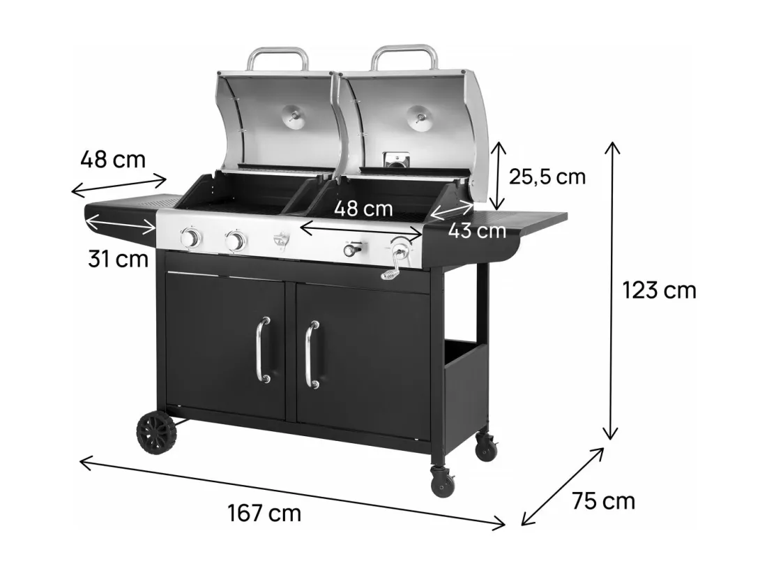 Barbecue gaz et charbon 2 en 1 