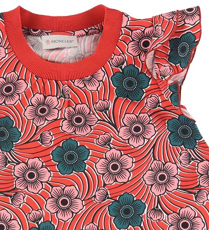 Moncler Kjole - Rød m. Blomster