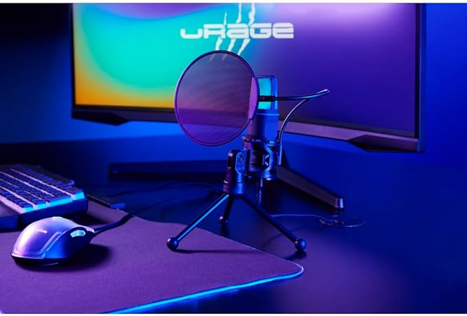 Stream 410 HD Studio USB / USB-C Mikrofon für Gaming / Streaming mit Popfilter / Dreibein-Stativ   LED-Beleuchtung (00217882) - Schwarz