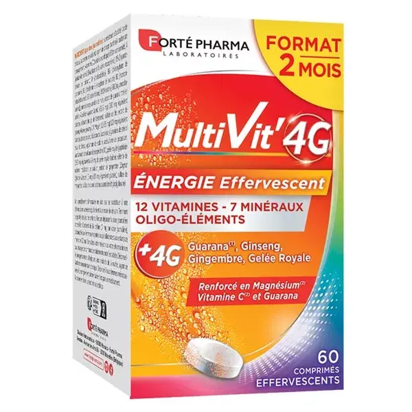 Multivitaminas Forté Pharma MultiVit'4G Energy - 60 Comprimidos Efervescentes - 2 meses