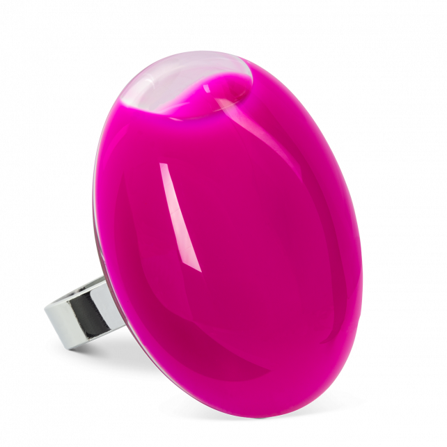 Bague en verre soufflé - Galet Giga Milk