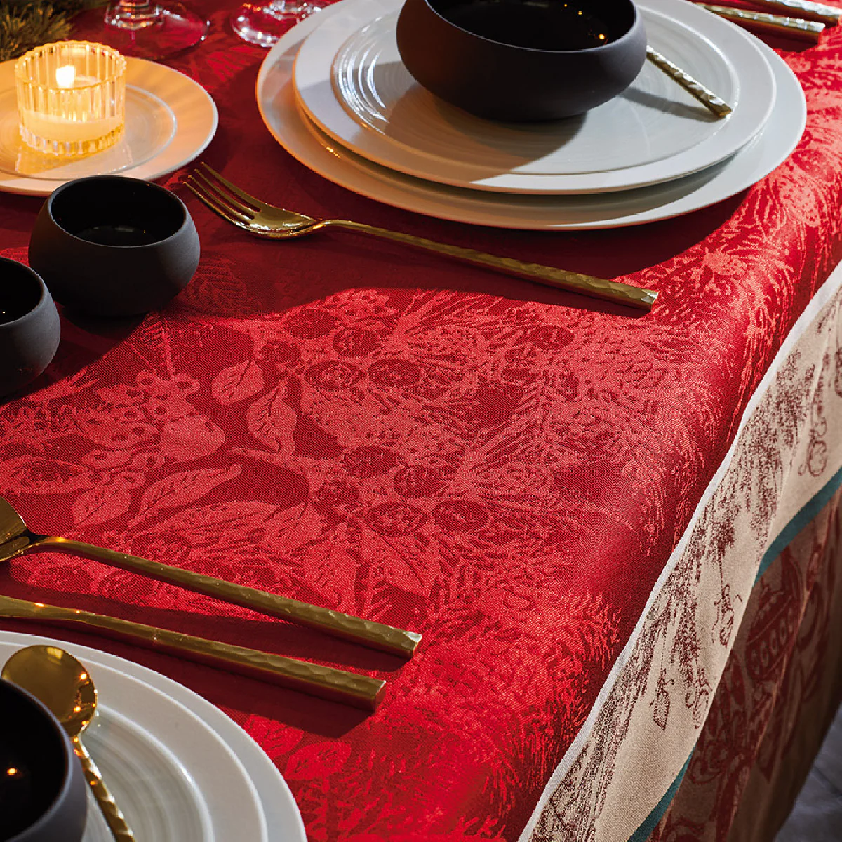 Nappe antitache déperlant pur coton rouge 115x115 Garnier Thiebaut