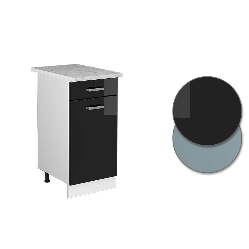 Vicco Schubunterschrank Küchenschrank R-Line Solid Weiß Schwarz 40 cm modern Arbeitsplatte