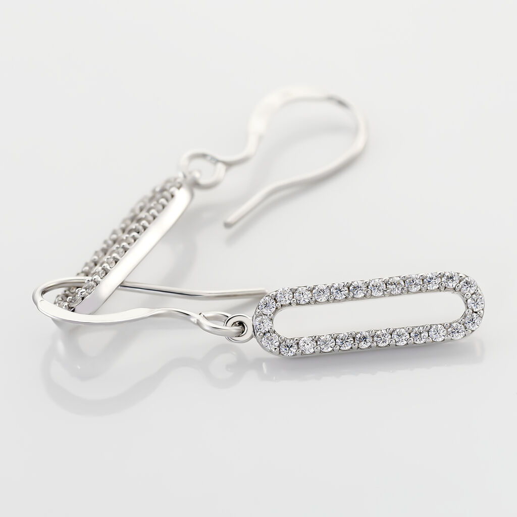 Boucles D'oreilles Pendantes Isabel Argent Blanc Oxyde De Zirconium