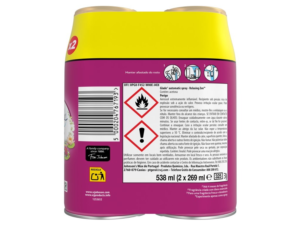 AMBIENTADOR GLADE AUTOMATIC RECARGA RELAXING ZEN SP 2X269ML