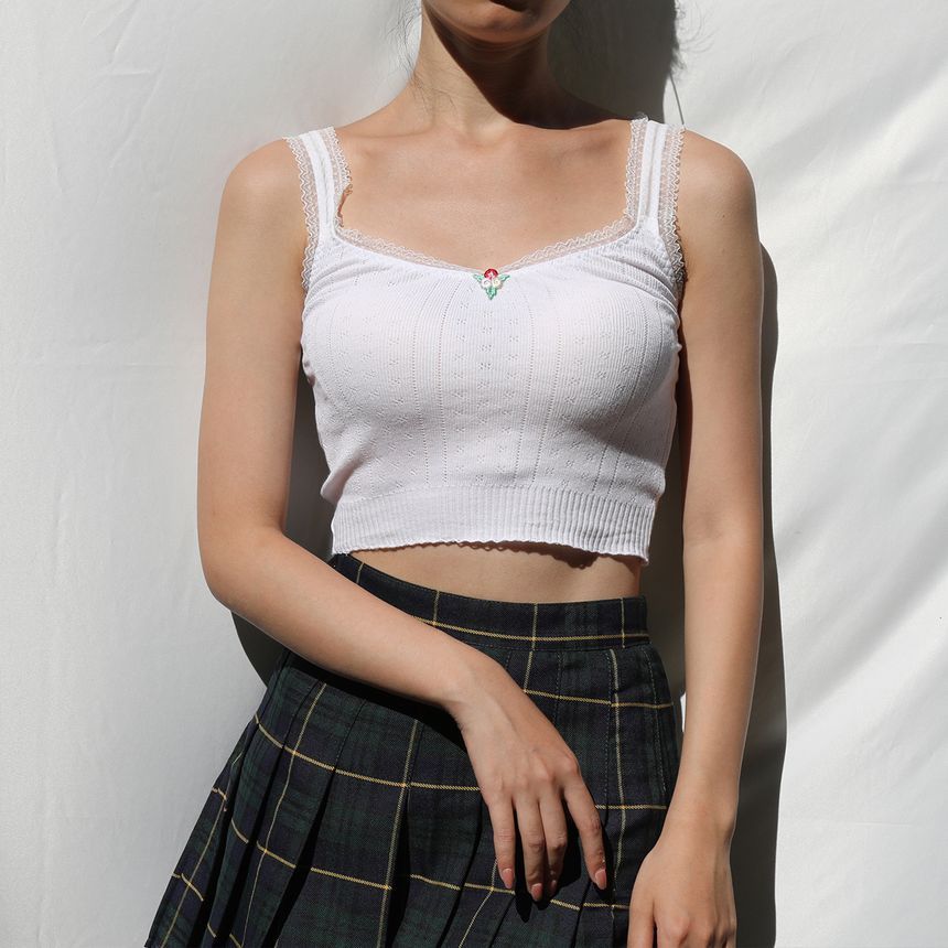 BERAN STUDIO - Gebreid tanktopje met kant
