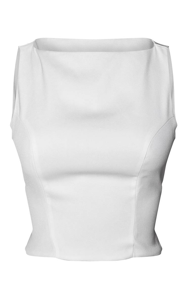 Blanc Haut Long Tissé Avec Détail Dos Ouvert