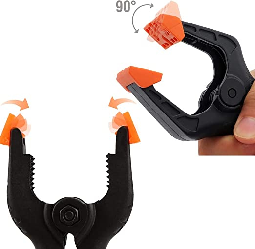 (8er Set) 15cm Universal Federklemme Einhand Zange Heimwerker Zwinge - Schwarz / Orange