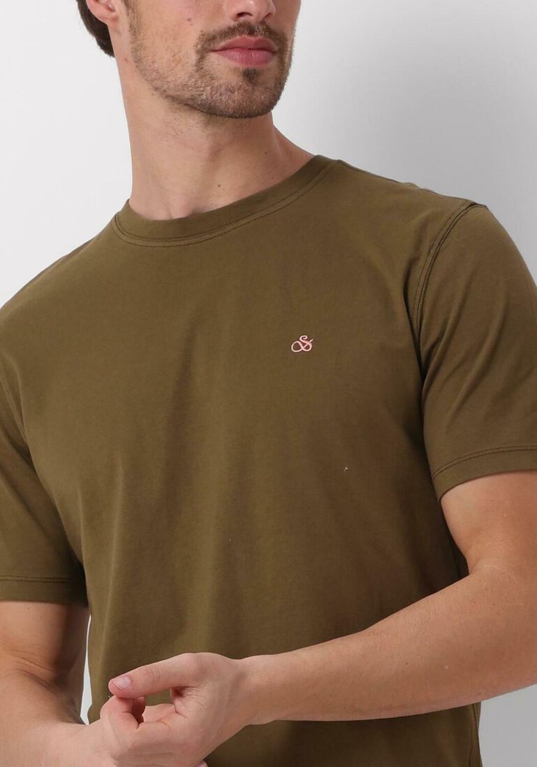 SCOTCH & SODA groene scotch & soda t-shirt garment dye logo crew t-shirt