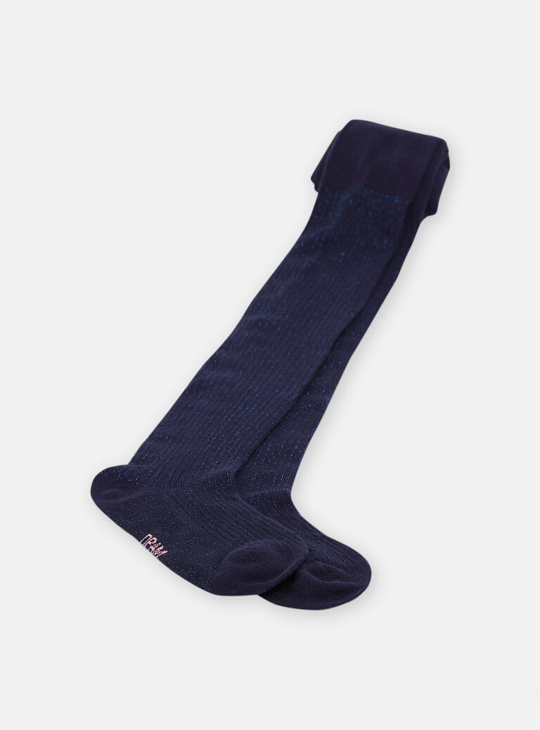 Collants bleu marine en lurex fille