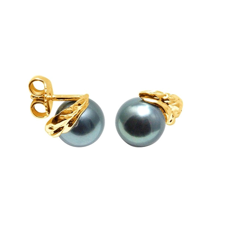 Boucles d'Oreilles Perles de Tahiti et or jaune 750/1000
