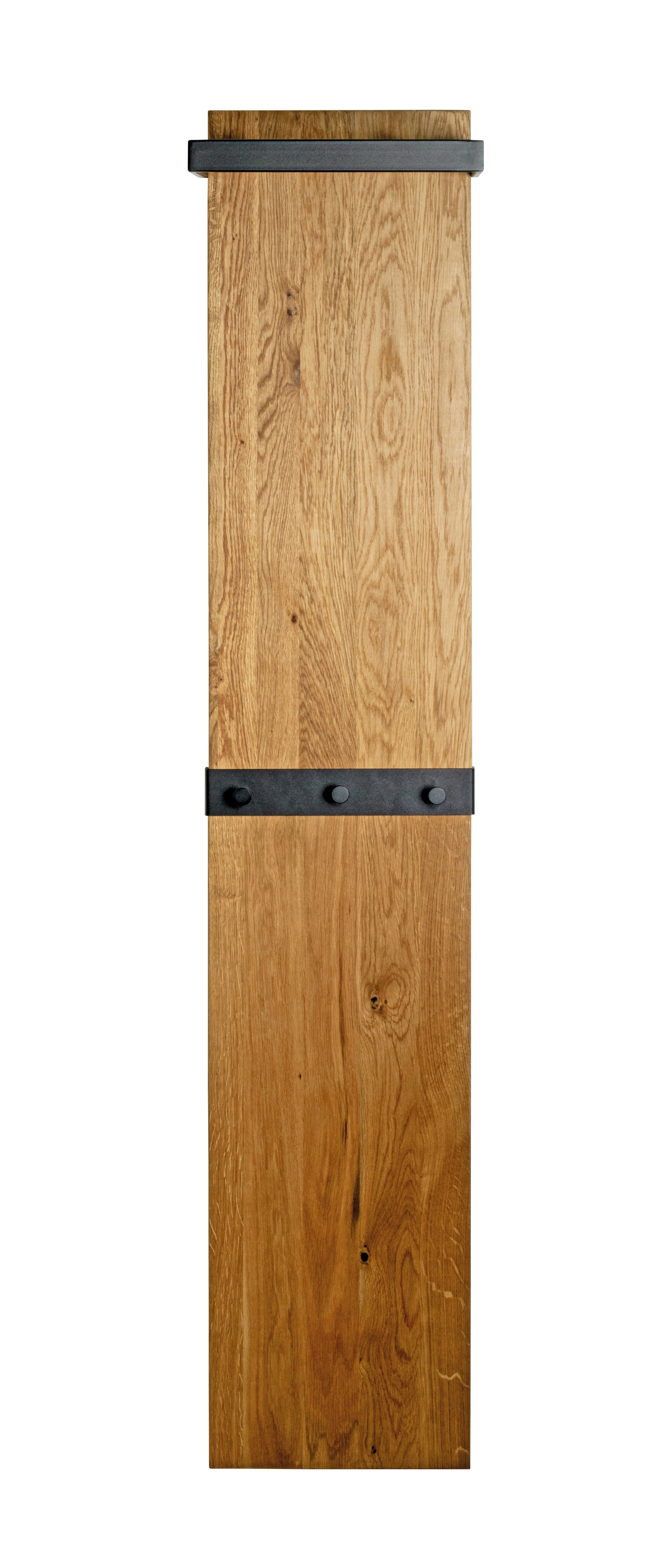 Garderobenpaneel 35 x 175 cm Eiche Massivholz/schwarz