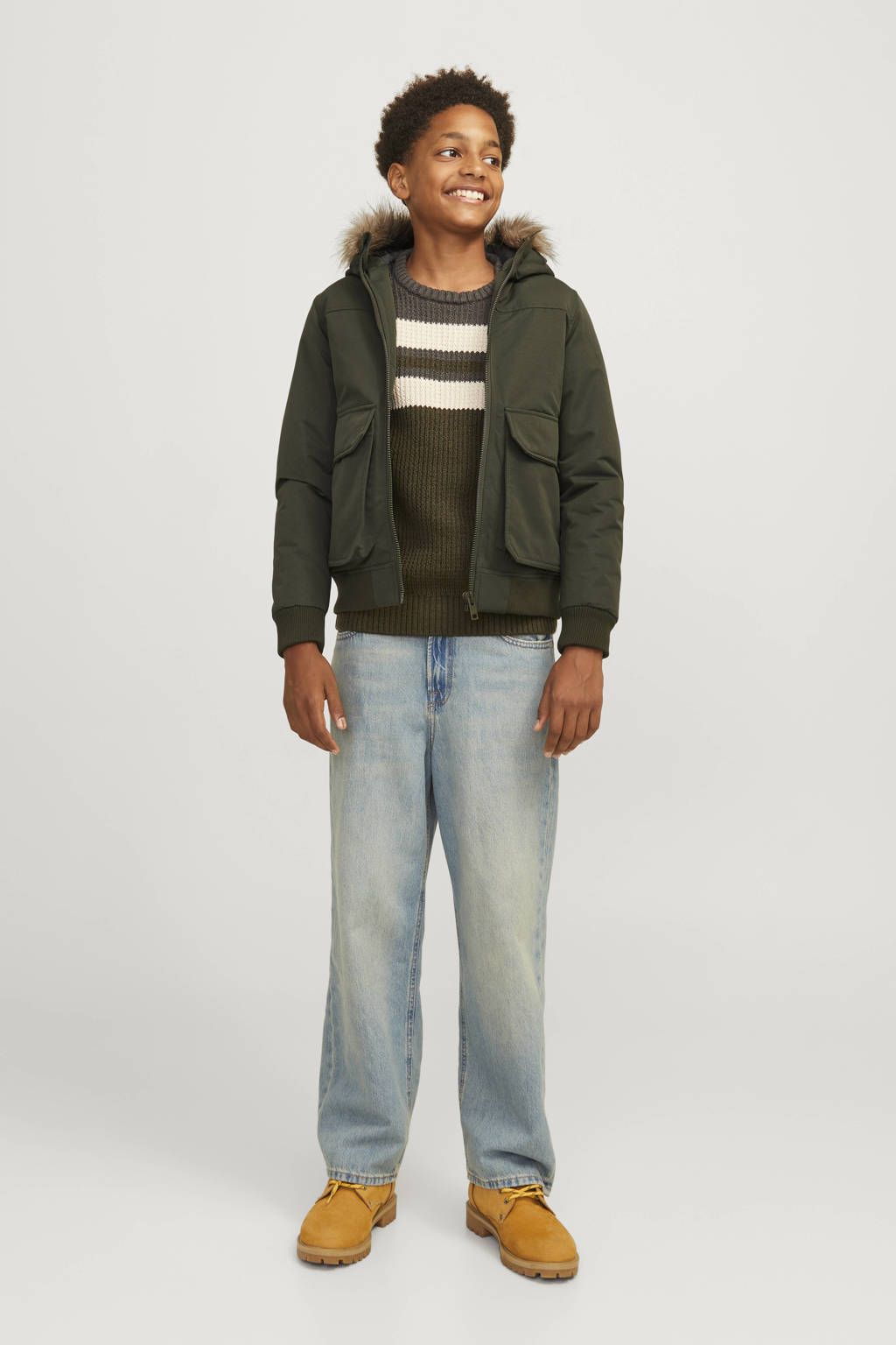 JACK & JONES bomberjack winter JJECONSTRUCT donkergroen