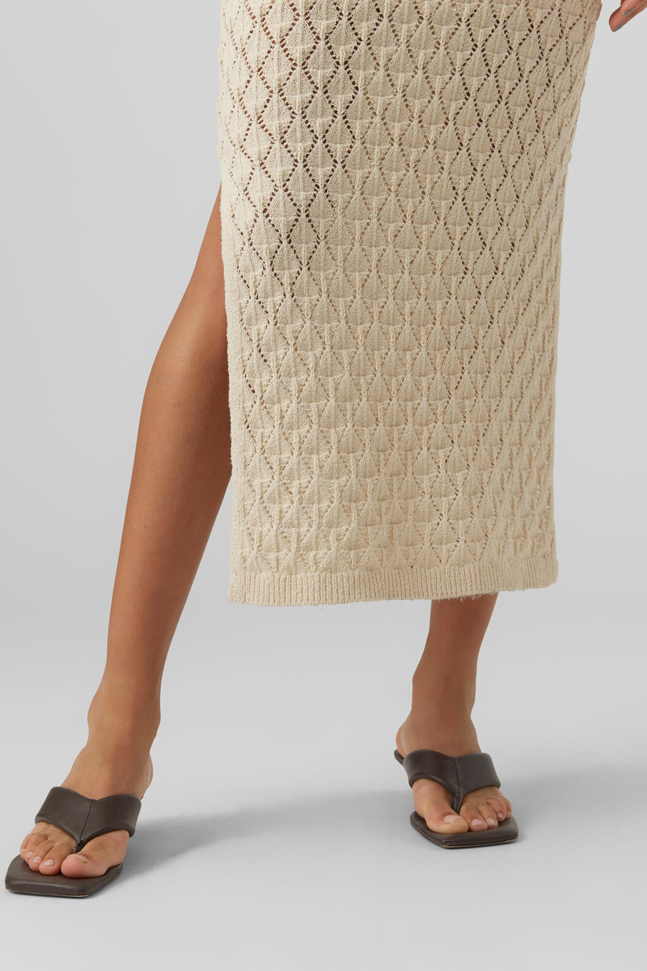 Vestido midi de crochê - Cinza