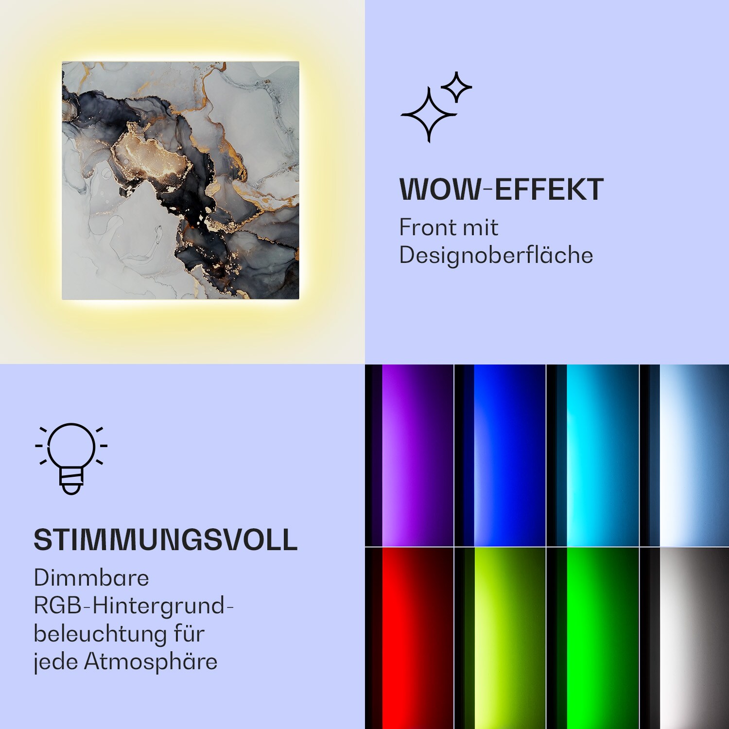 Mojave 500 smart 2-in-1 Heizgerät Infrarot Konvektor 60x60cm 500W RGB-Licht