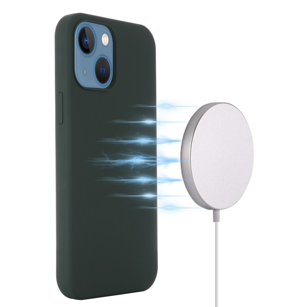 iPhone 15 MagSafe Silikon Case Hülle - Dunkelgrün