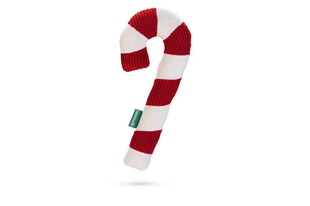 Beeztees Pluche Kerst  Zuurstok Knuffel - Hondenspeelgoed - rood/wit - 33x14.5x14.5 cm