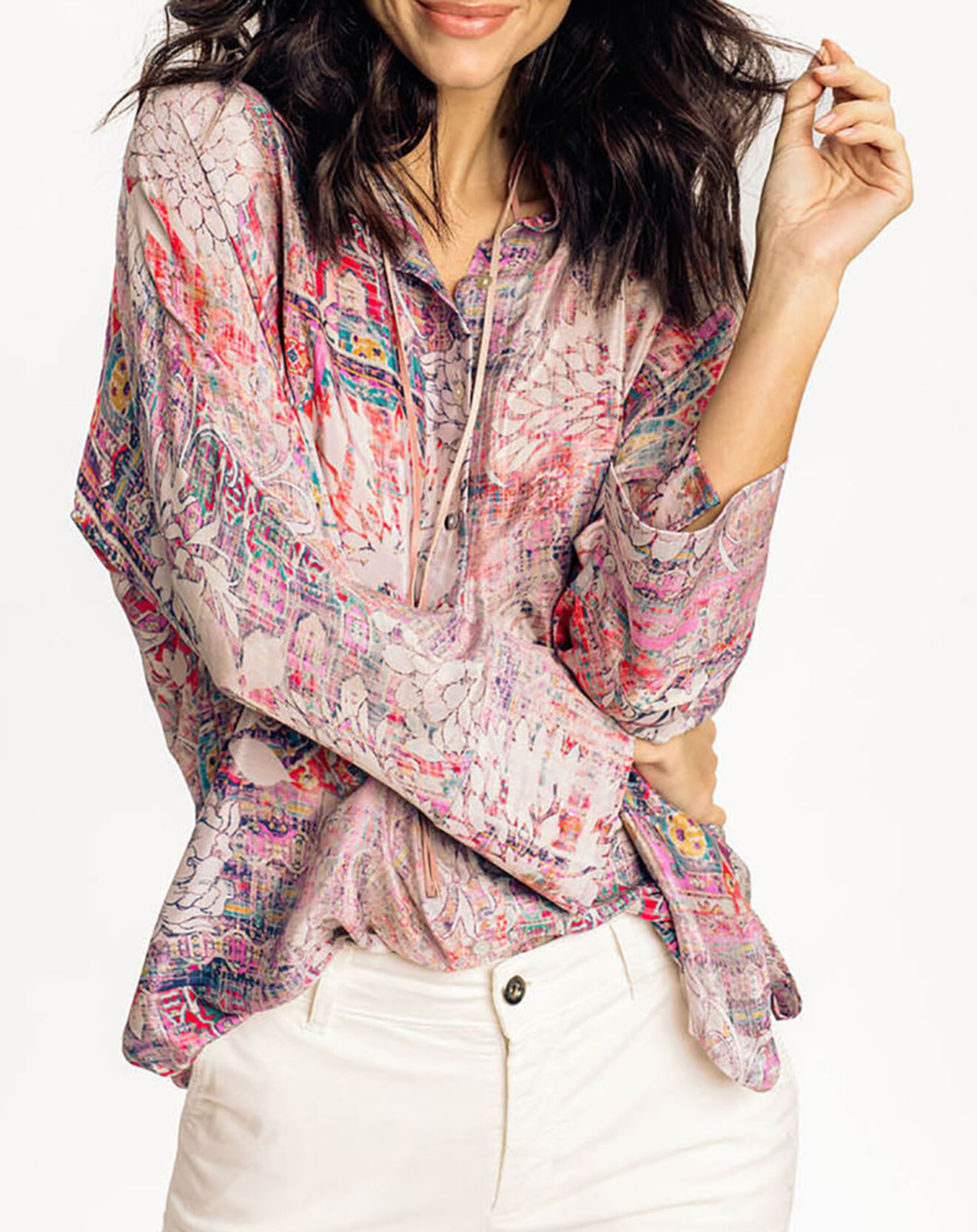 Lauren Vidal Chemise en Soie mélangée Sasha imprimée candy