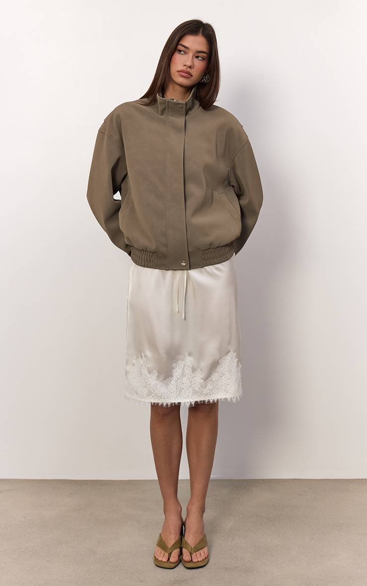 Taupe Veste Col Montant En Synthétiquecuir Pêche