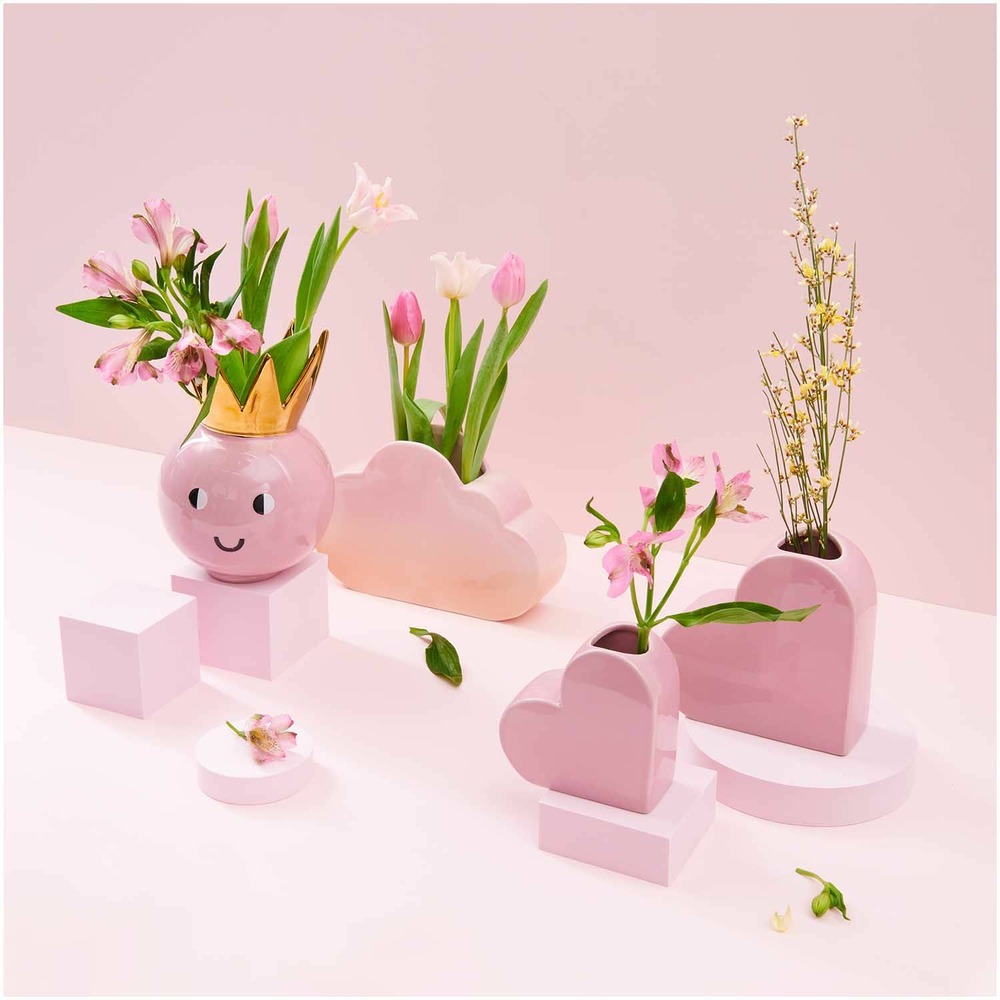 Vase en céramique coeur rose 16 cm