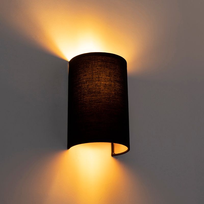 Moderne wandlamp zwart en goud - Simple Drum