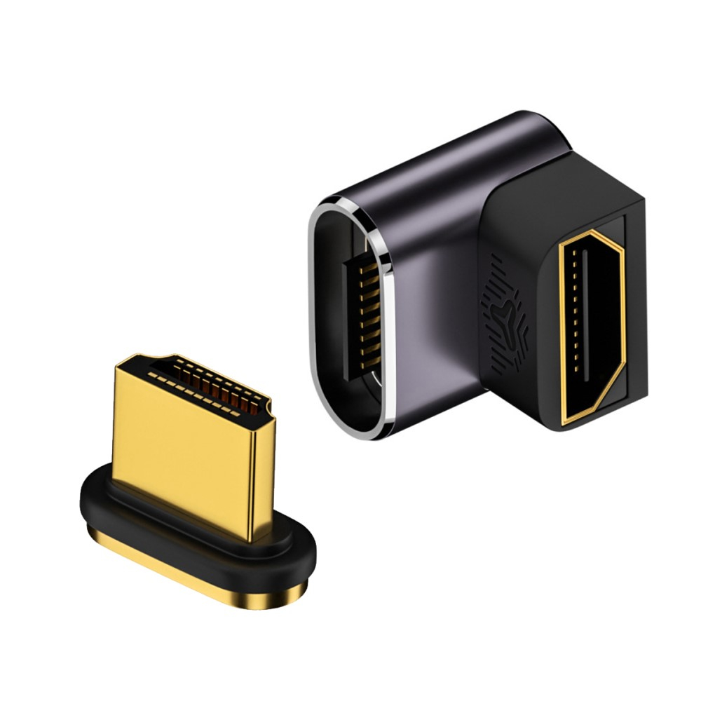 HDMI auf HDMI 8K@60Hz 90° Grad Winkel Adapter mit vergoldeten Kontakten - Grau