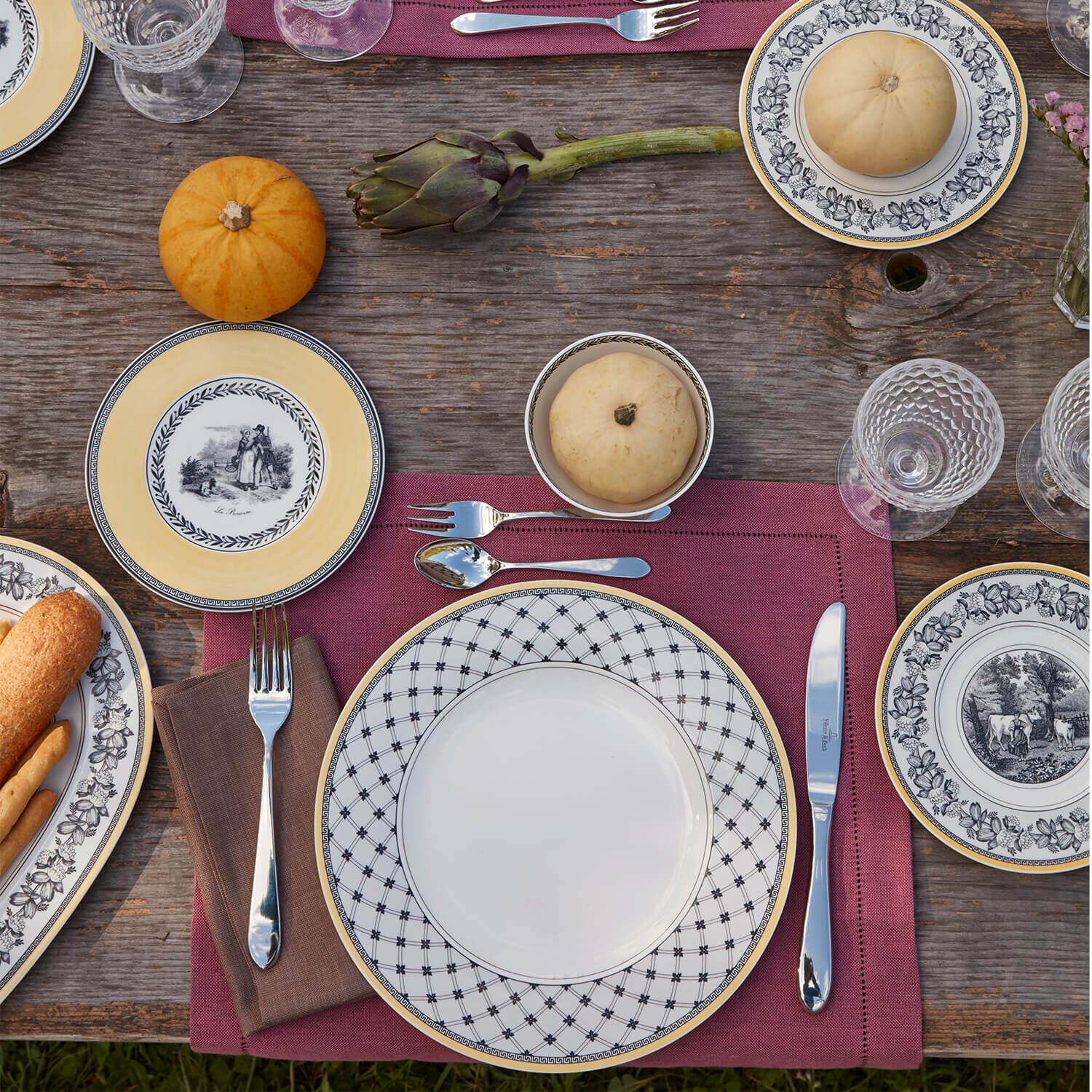 Audun Bread plate Multi-colored, 7.1'', Premium Porcelain