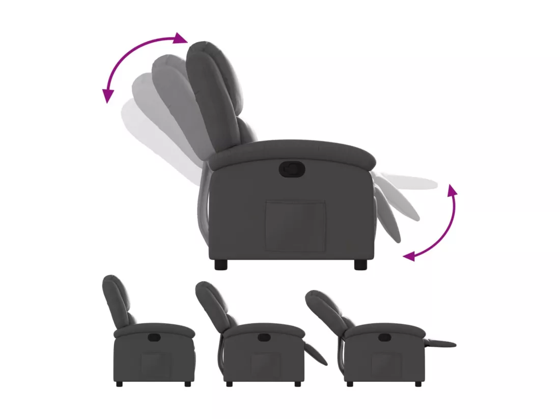 Fauteuil inclinable gris cuir véritable